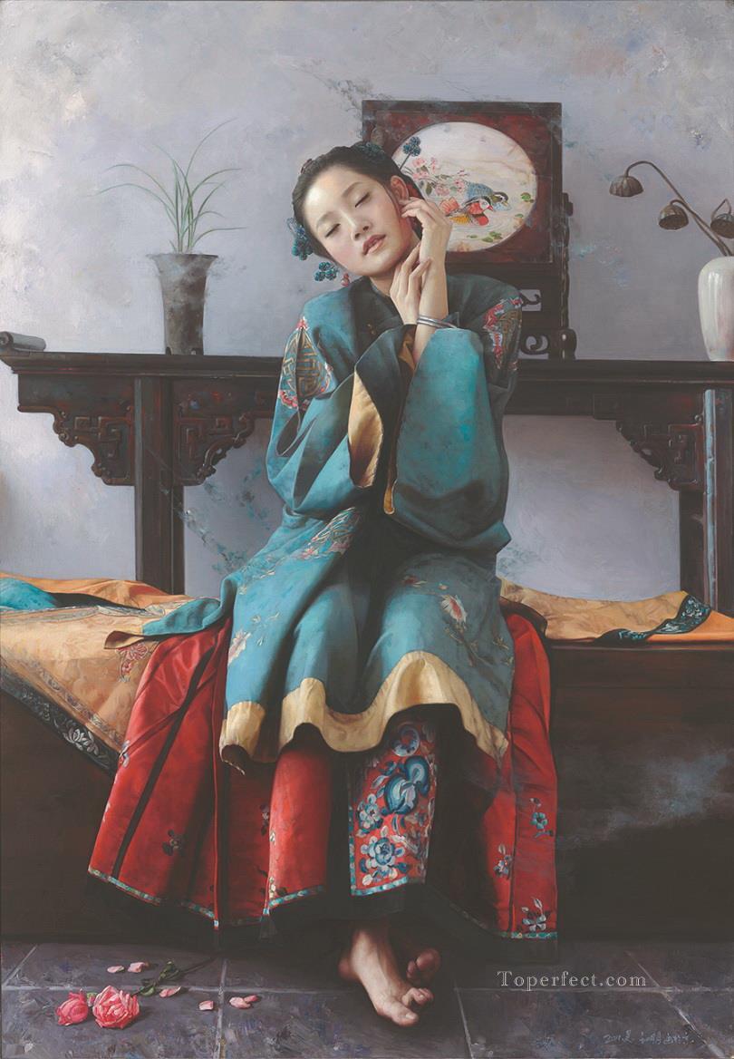 結婚を夢見る中国人の女の子油絵